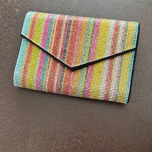 Multicolor Striped Clutch